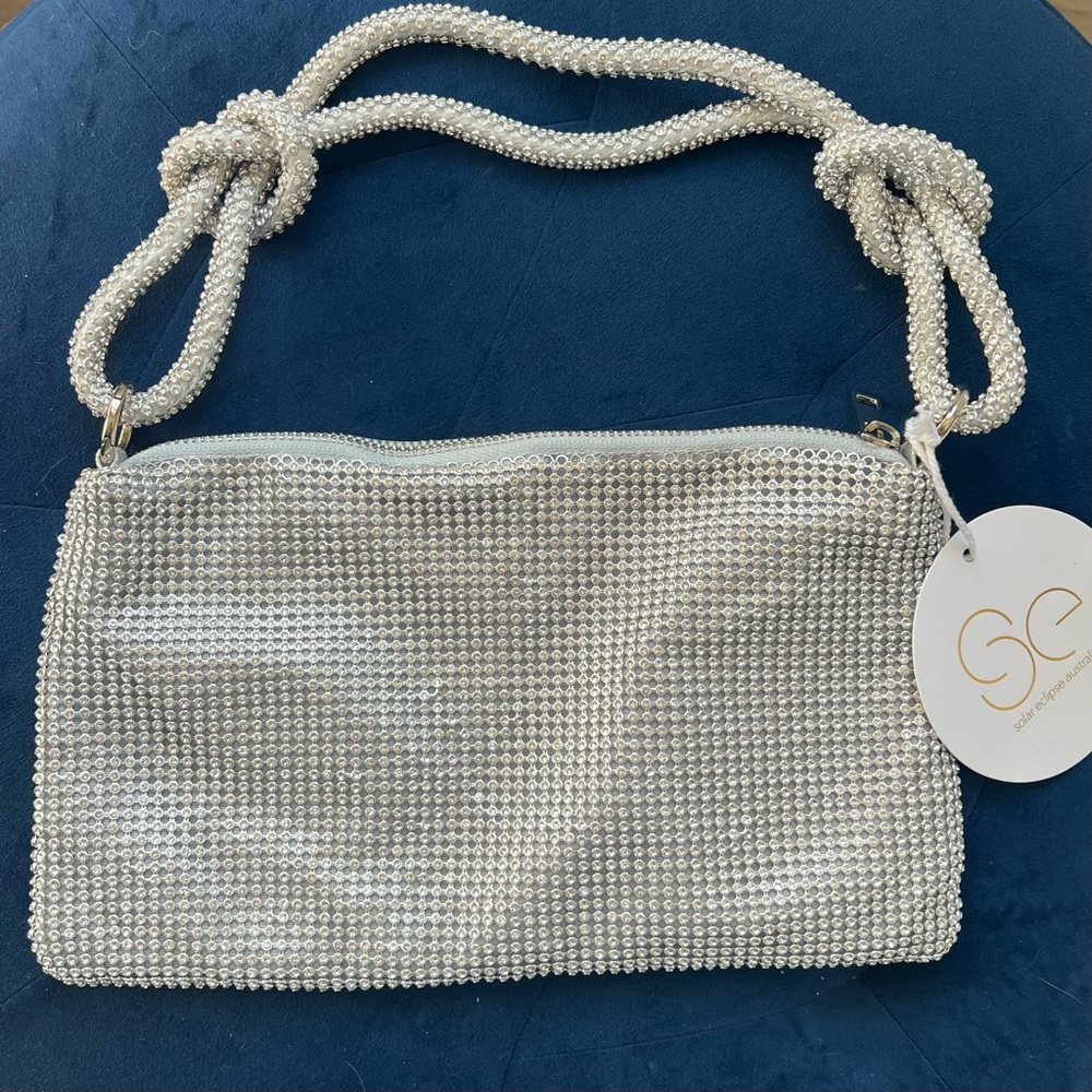 Silver Mesh Beaded Bag